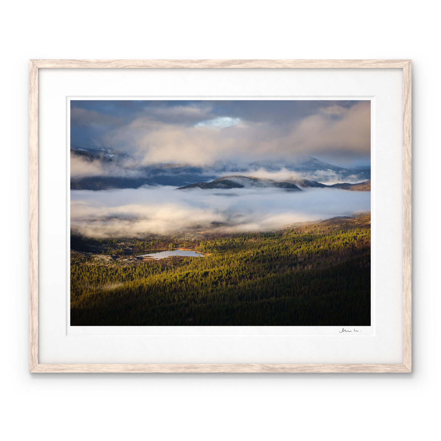 Mist Forest Lake Sarek National Park Art Print by Magnus Lindbom