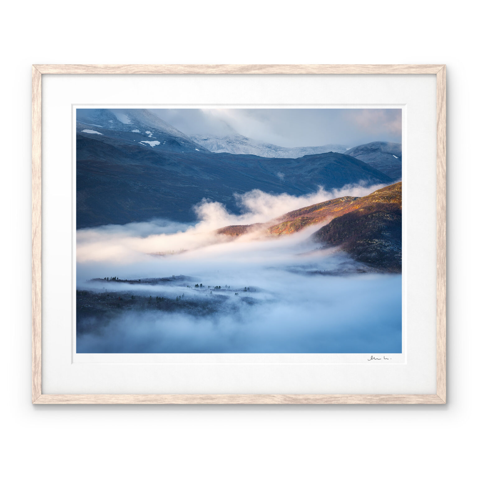 Rising Fog Pine Trees Mountains Sarek National Park Art Print by Magnus Lindbom