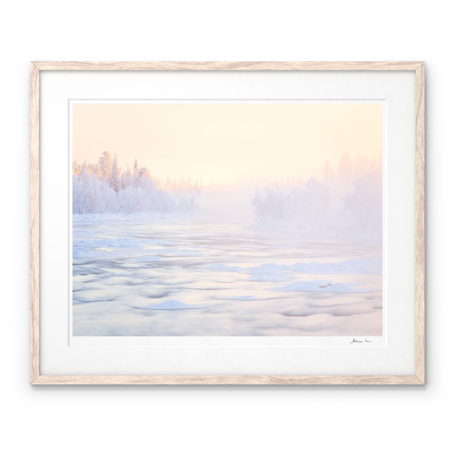 Midwinter Landscape Laponia Pärlälven Jokkmokk Art Print by Magnus Lindbom